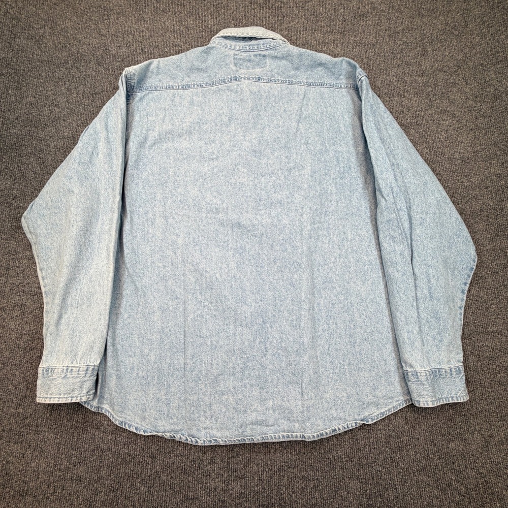 Harley-Davidson Denim Shirt Mens XL Light Wash Long Sleeve Biker FADE PLS READ - Picture 4 of 7